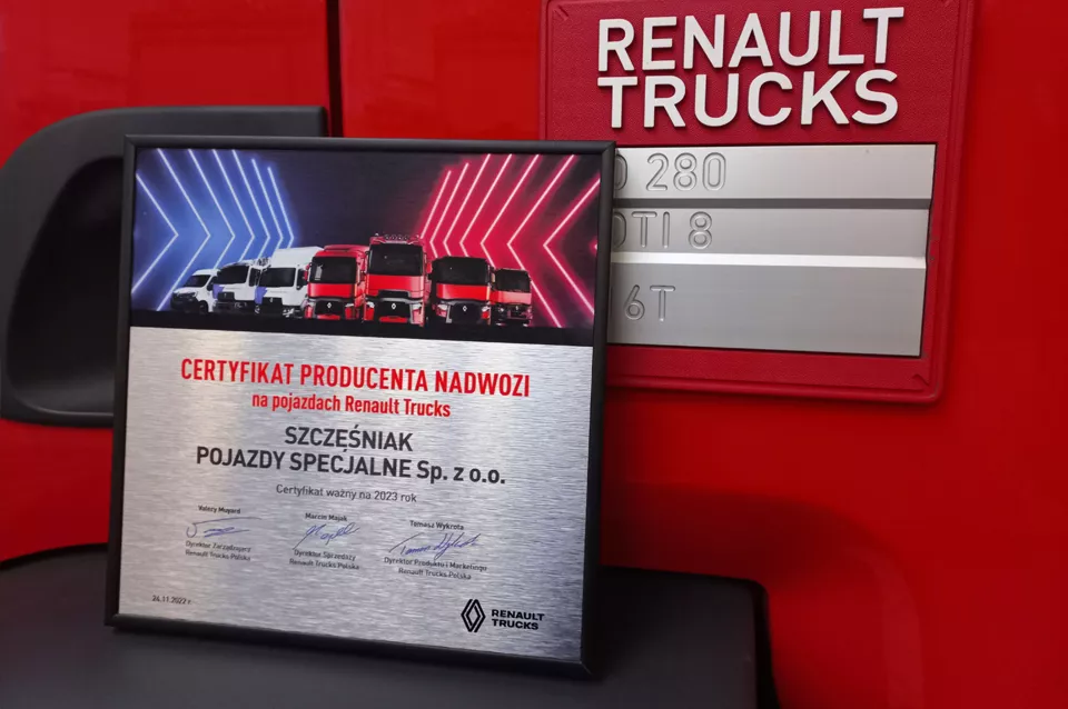 Certyfikat od Renault Trucks Polska